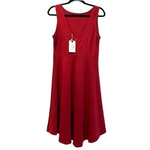 REORIA Women's Sleeveless V-Neck High‎ Low Midi Dress Red Cranberry Size Large